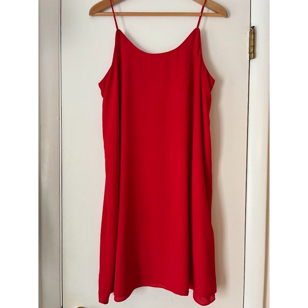 Alya Hot Red Spaghetti Strap Mini Dress, Size L
